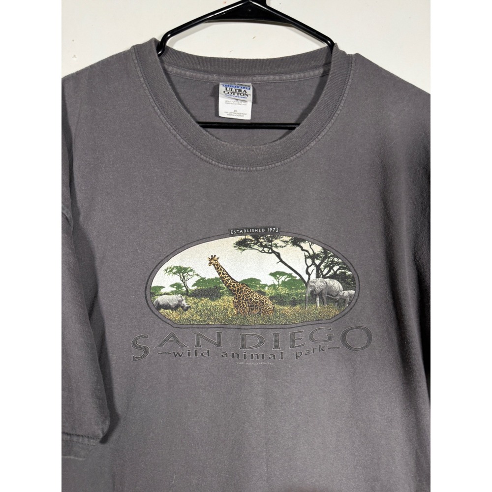 Vintage San Diego Wild Animal Park T-Shirt XL Gray Gildan Ultra Cotton Safari